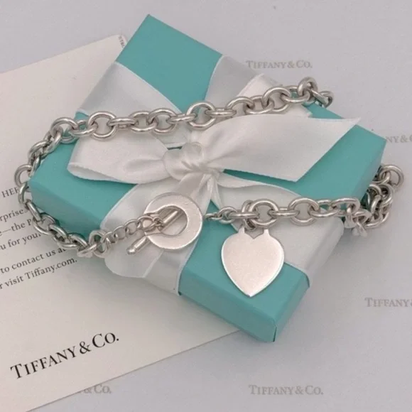 Tiffany & Co. Heart Tag Toggle Necklace Sterling Silver 925 Gift Box & Pouch - Picture 7 of 12